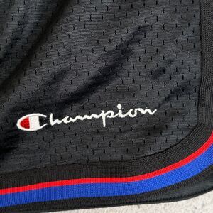CHAMPION Shorts Men Large Black Performance Athletic Gym Red Blue Trim 9" Inseam